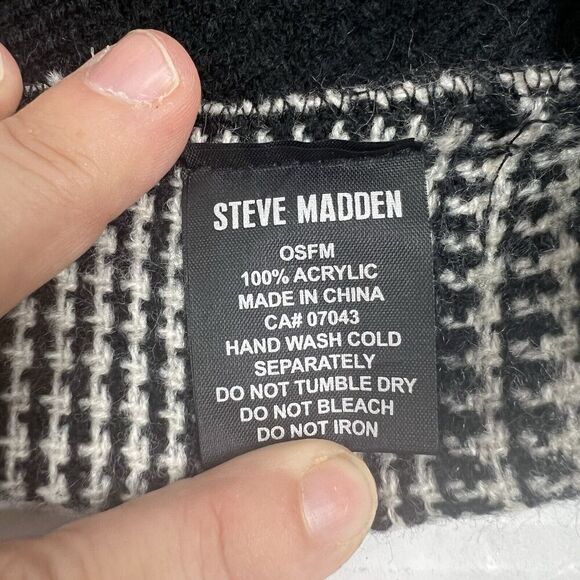 STEVE MADDEN Womens Plaid Poncho Grey & Black One Size Fits Most Herringbone - Picture 4 of 10